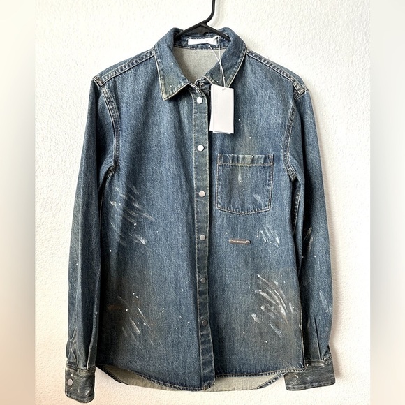 Helmut Lang Jackets & Blazers - HELMUT LANG Women’s Painted Long Sleeves Denim Shirt Jacket BNWT